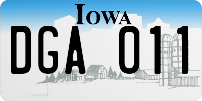 IA license plate DGA011