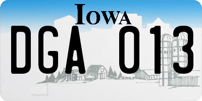 IA license plate DGA013