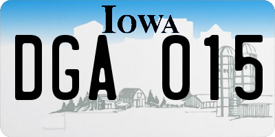 IA license plate DGA015