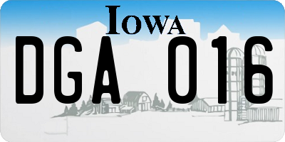 IA license plate DGA016