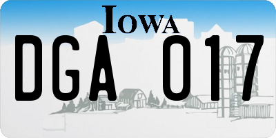 IA license plate DGA017
