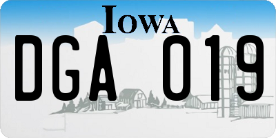 IA license plate DGA019