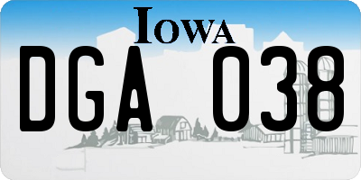 IA license plate DGA038