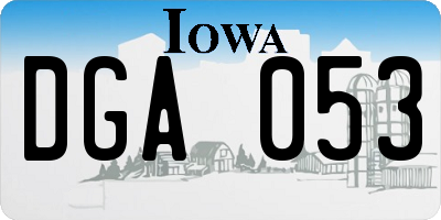 IA license plate DGA053