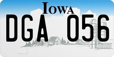 IA license plate DGA056
