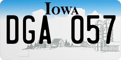 IA license plate DGA057
