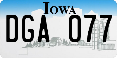 IA license plate DGA077