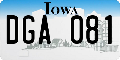 IA license plate DGA081