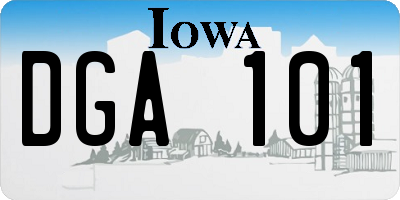 IA license plate DGA101