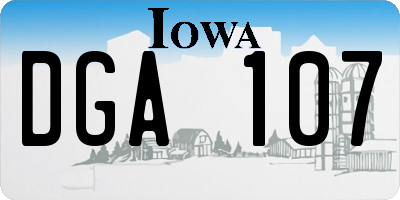 IA license plate DGA107