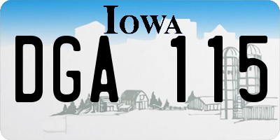 IA license plate DGA115