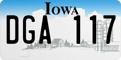 IA license plate DGA117