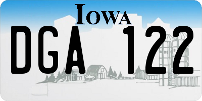 IA license plate DGA122