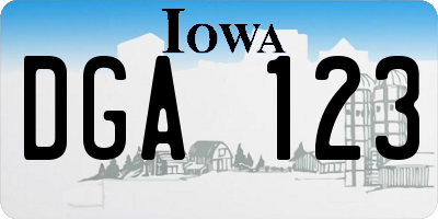 IA license plate DGA123