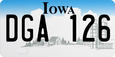 IA license plate DGA126