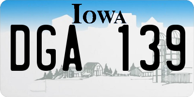 IA license plate DGA139