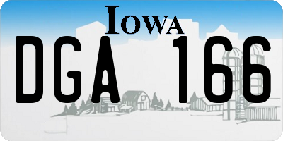 IA license plate DGA166