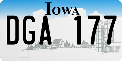 IA license plate DGA177