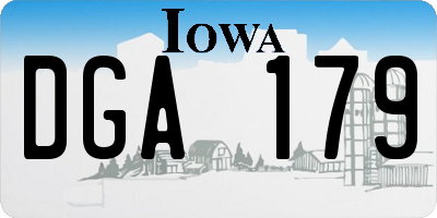 IA license plate DGA179