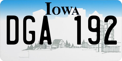 IA license plate DGA192