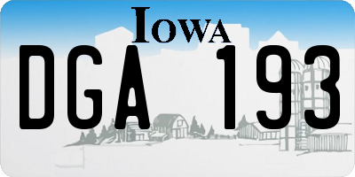 IA license plate DGA193