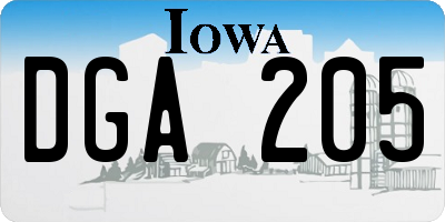 IA license plate DGA205