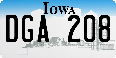 IA license plate DGA208