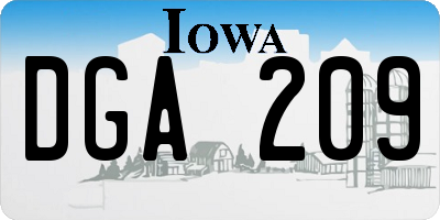 IA license plate DGA209