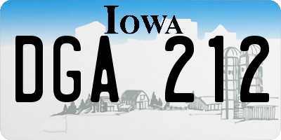 IA license plate DGA212