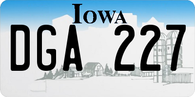 IA license plate DGA227