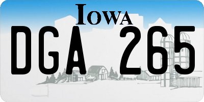 IA license plate DGA265