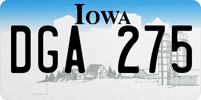 IA license plate DGA275