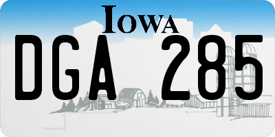 IA license plate DGA285
