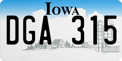IA license plate DGA315