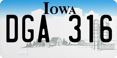 IA license plate DGA316