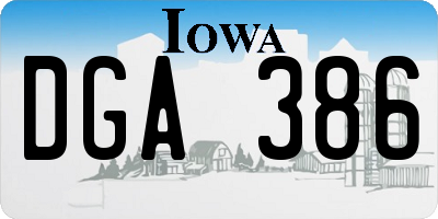 IA license plate DGA386