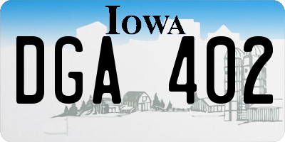 IA license plate DGA402