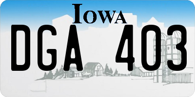 IA license plate DGA403