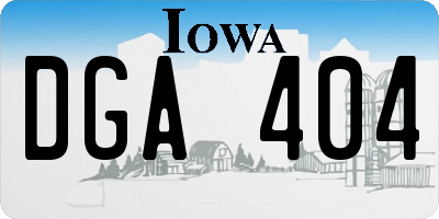 IA license plate DGA404