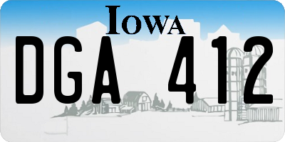 IA license plate DGA412