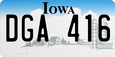 IA license plate DGA416