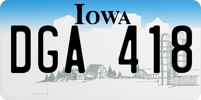 IA license plate DGA418