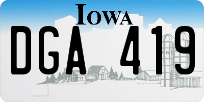 IA license plate DGA419