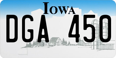 IA license plate DGA450