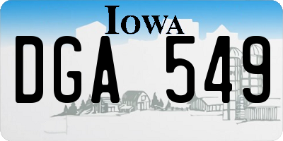 IA license plate DGA549