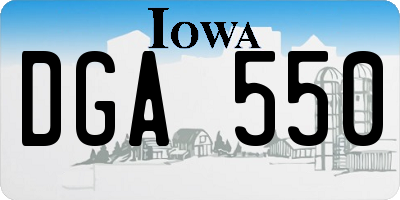 IA license plate DGA550