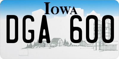 IA license plate DGA600