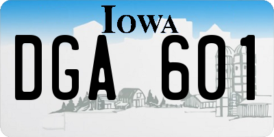 IA license plate DGA601
