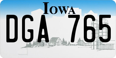 IA license plate DGA765