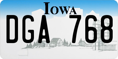 IA license plate DGA768